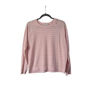 PJ Salvage Pink Striped Thermal Knit "Shine Bright" Lounge Pajama Top, Medium
